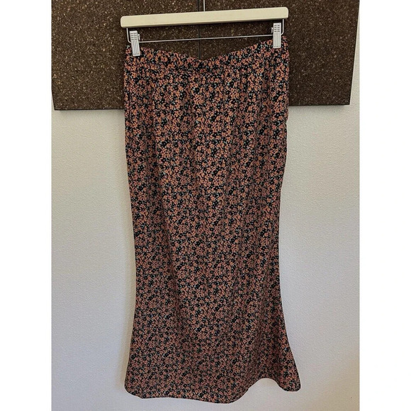 SHEIN Boho Floral festival Midi Slip Skirt SZ L - Picture 2 of 6